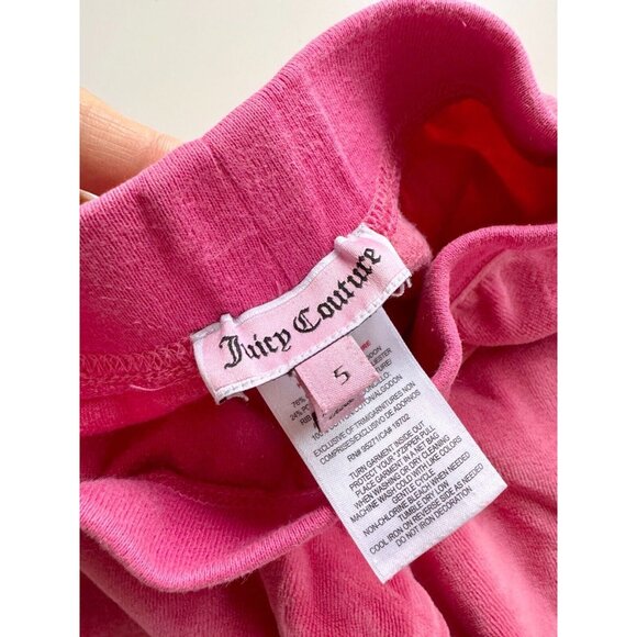 Girls' JUICY COUTURE Pink Velour Gold Logo Straight Leg Track Pants, Size 5 - Picture 9 of 11
